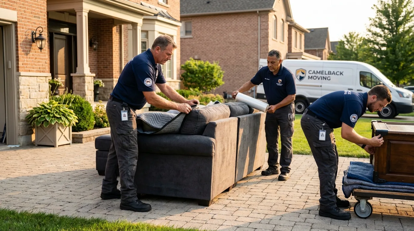 Large estate moving crew wrapping furniture in Remington, IN