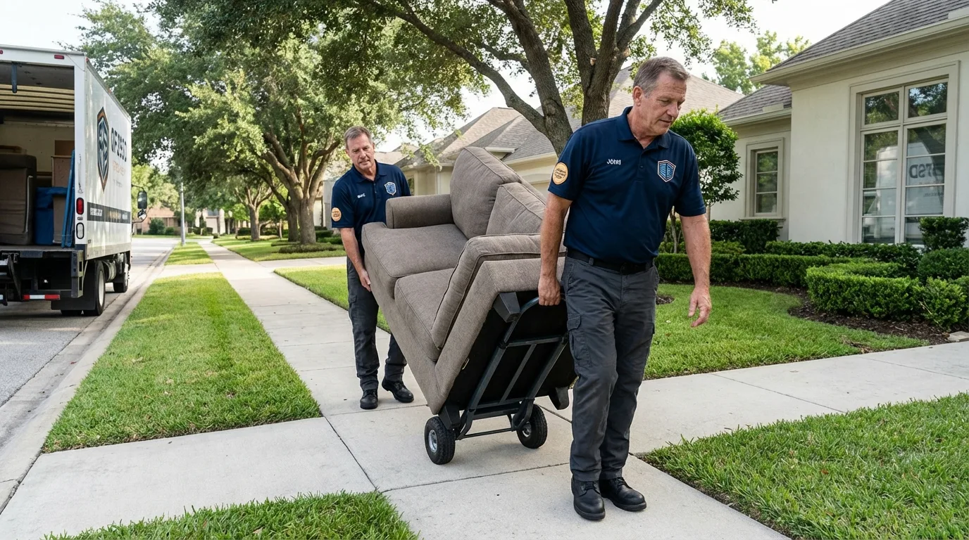 Local residential moving crew loading furniture in Remington, IN
