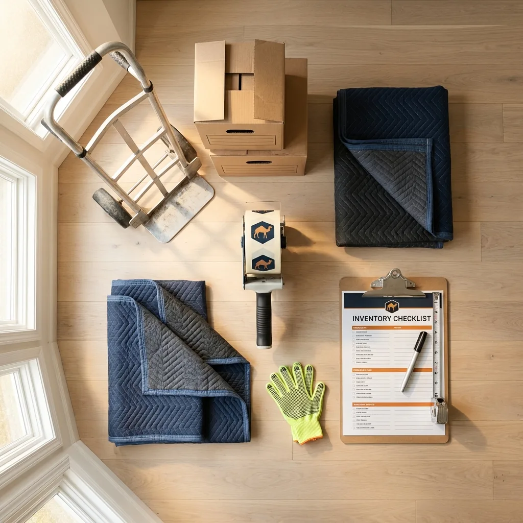 Professional moving supplies and packing materials layout for Remington residential relocations